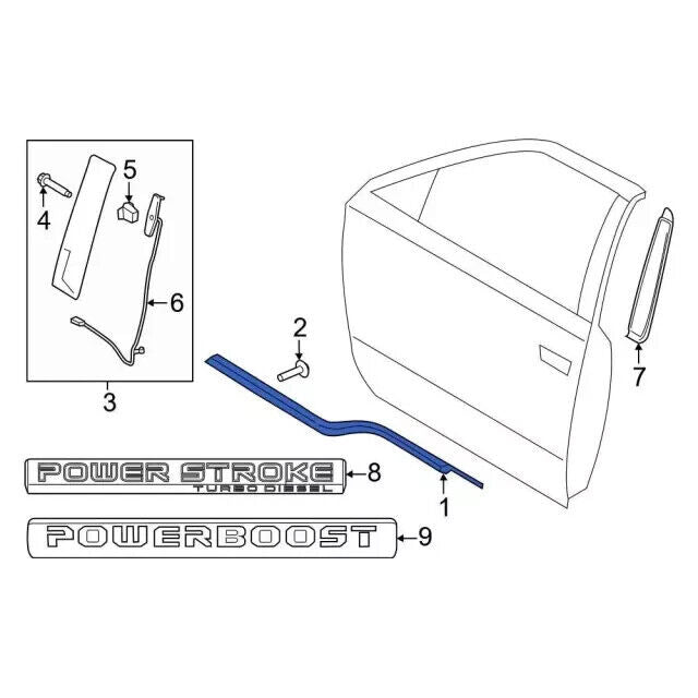 Genuine OEM Ford Rear Left Driver Side Door Window Belt Molding ML3Z1625597D