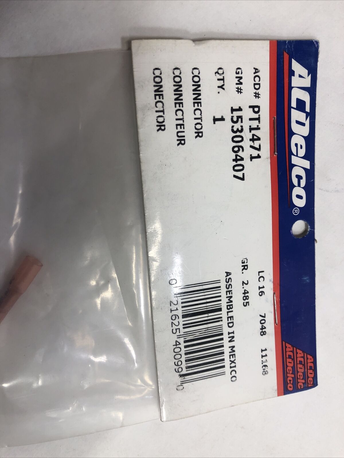 ACDelco Connector/Pigtail(Body Sw & Rly) GM OE/GM Genuine Parts PT1471 15406407