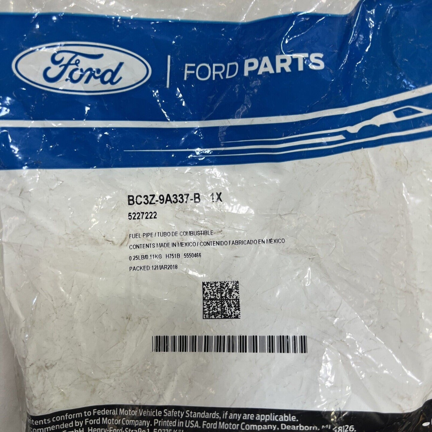 Genuine OEM Ford Fuel Injector Line Pipe BC3Z9A337B