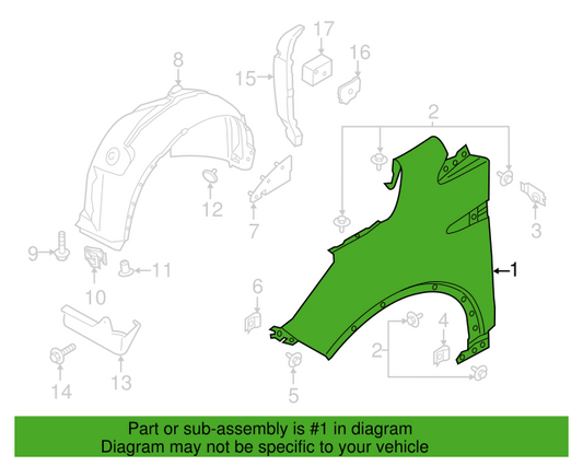 Genuine OEM Ford Escape Right Passenger Side Fender 2013-2019 GJ5Z16005A