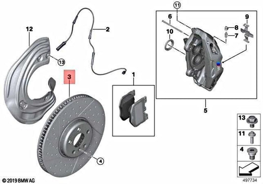 Genuine OEM BMW Front Passenger Right Disc Brake Rotor M340i 2019-22 34106895648