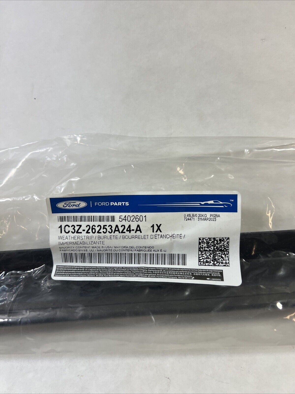 Genuine OEM Ford Rear Door-Lower Weatherstrip Weather Strip Seal 1C3Z26253A24A