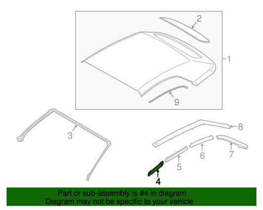 2016-19 Ford Mustang Convertible Upper Weatherstrip Passenger Side GR3Z7653986A