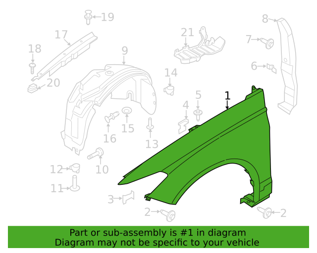 Genuine OEM Ford Fusion Left Driver Side Fender 2017-2020 HS7Z16006A