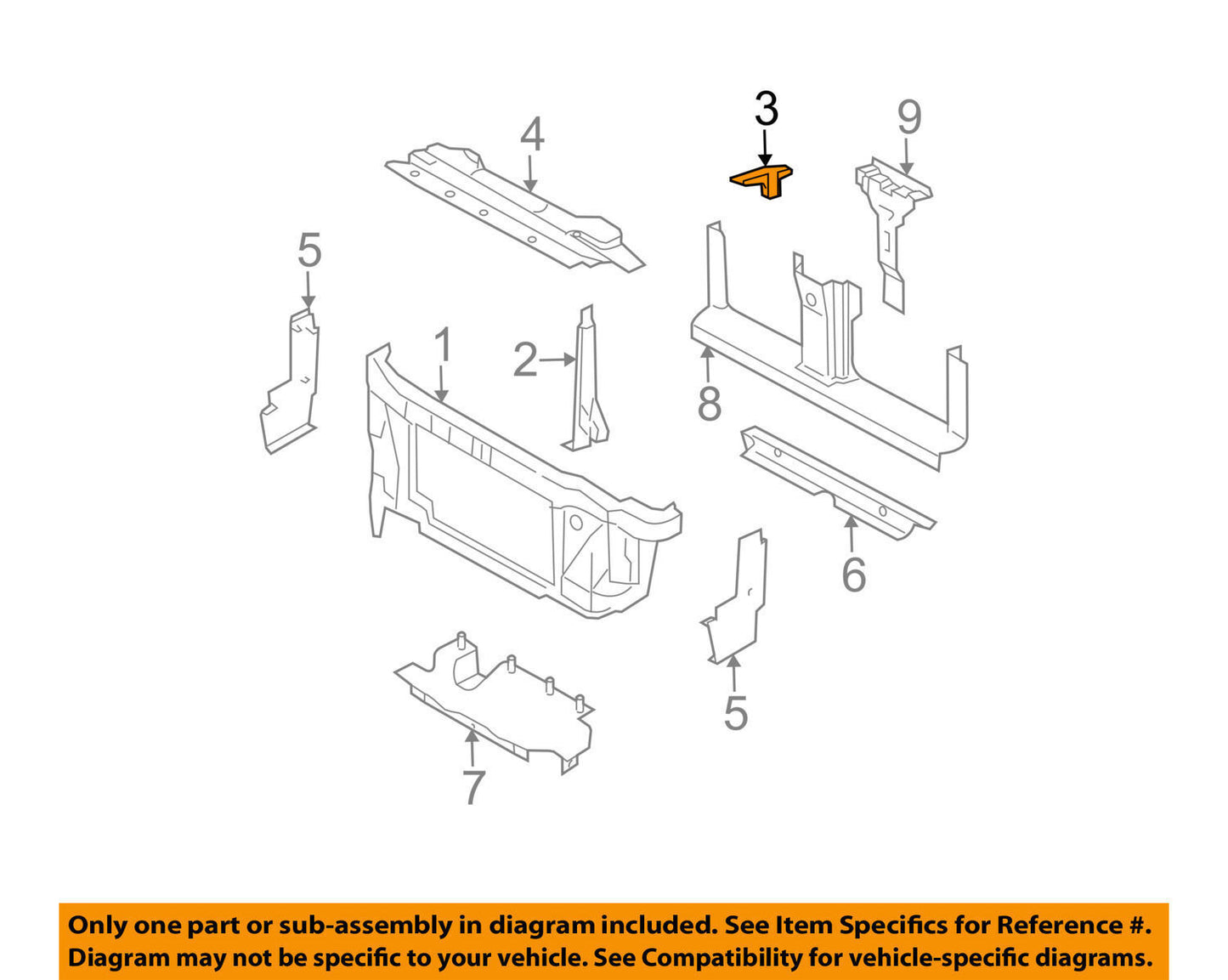 2003-06 Expedition Radiator Core Support Upper Passenger Side OEM 2L1Z-8A193-AA