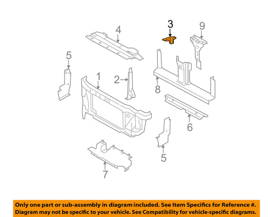 2003-06 Expedition Radiator Core Support Upper Passenger Side OEM 2L1Z-8A193-AA