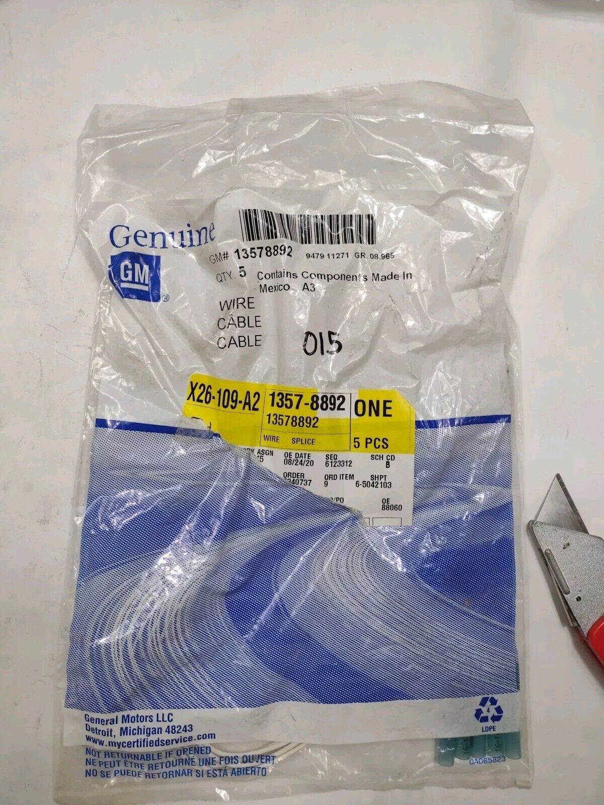 Genuine GM Multi-Purpose Wire Connector 13578892  Package Of 5