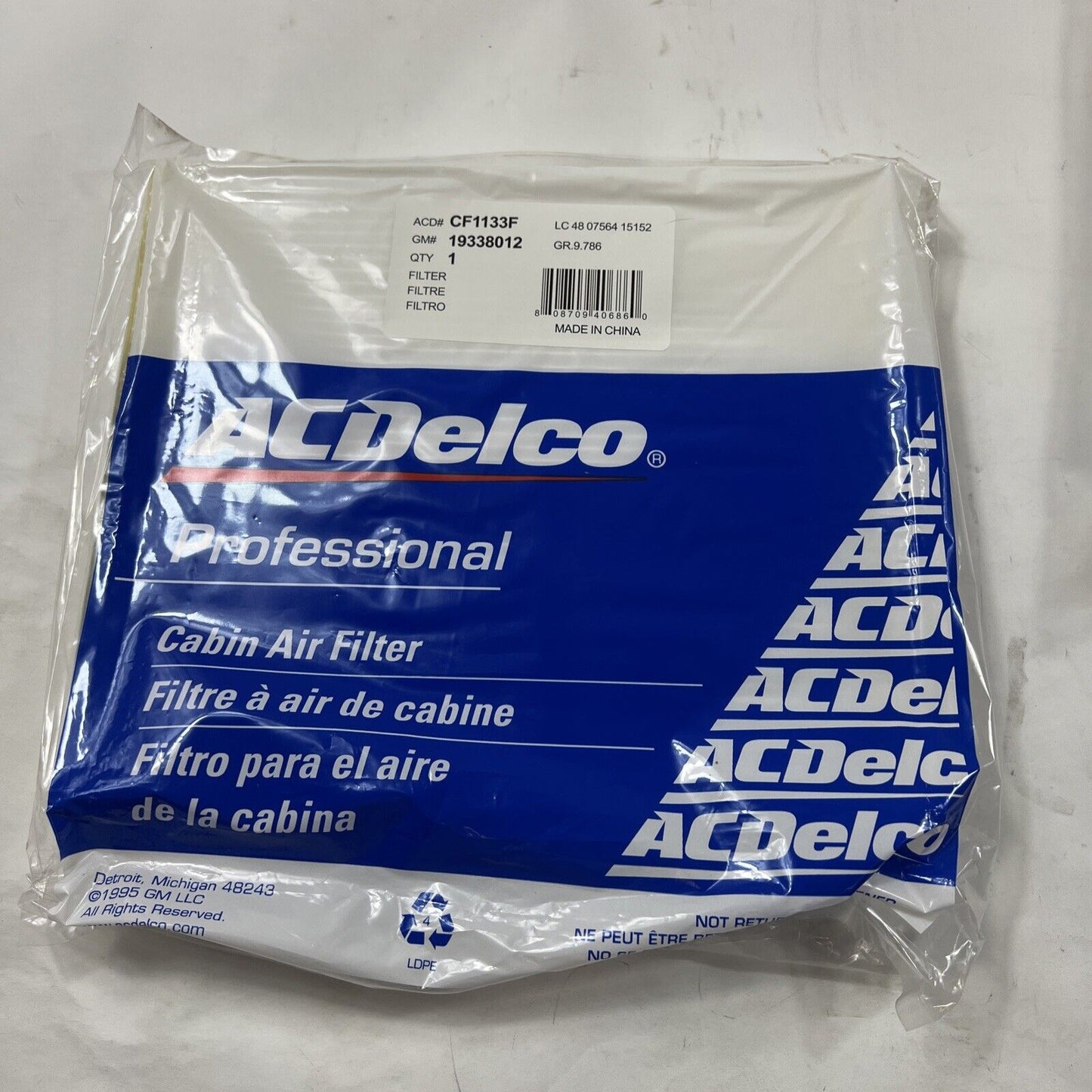 ACDelco Cabin Air Filter (CF1133F)