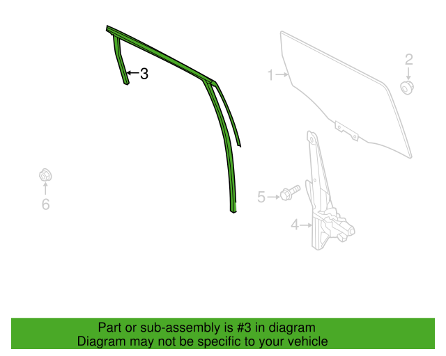 Genuine OEM Ford Escape Rear Right Door Glass Hardware-Run Channel CJ5Z7825766A