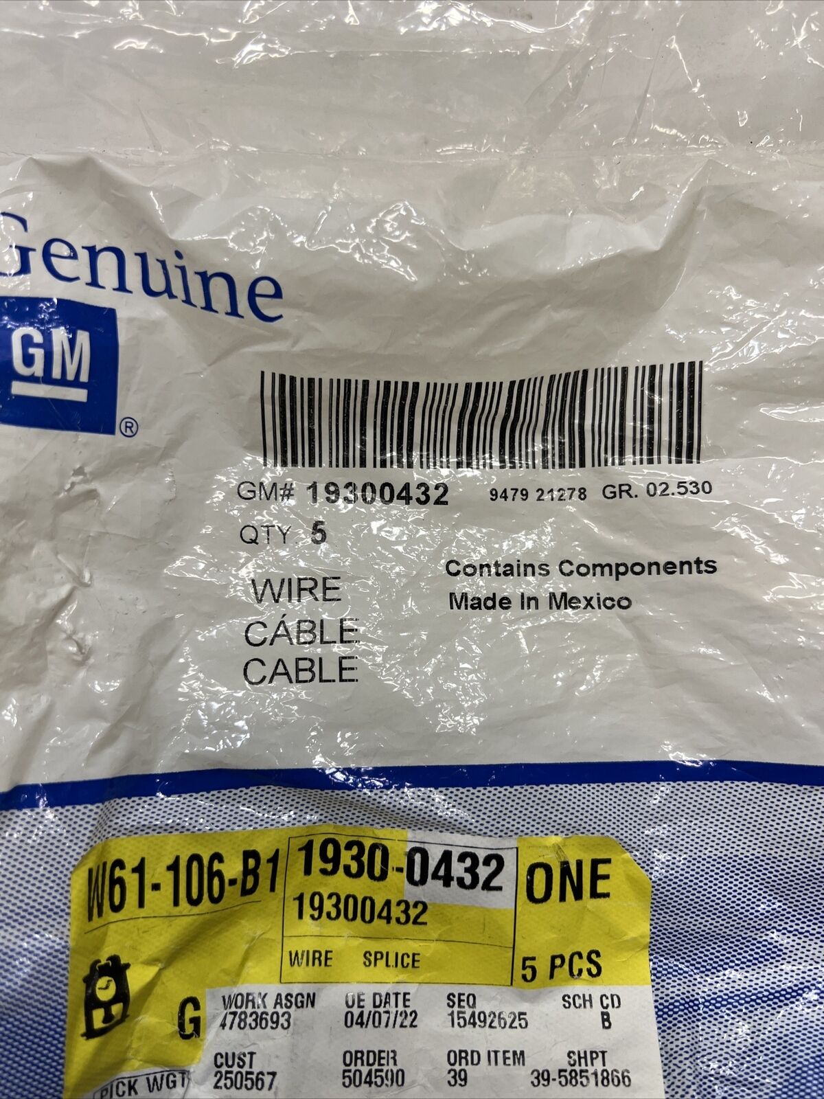 Genuine OEM GM Multi Purpose Wire Connector 19300432