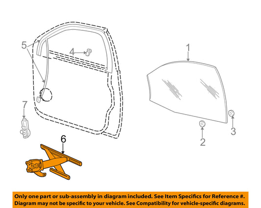 Ford Taurus Window Regulator Sable Front Passenger Door OEM 5F1Z5423200AA