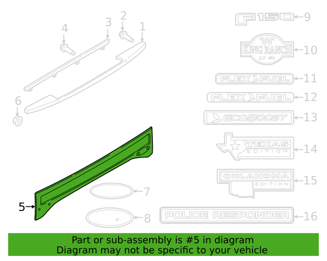 Genuine OEM Ford F150 Rear Top Tailgate Moulding Trim 2015-2020 FL3Z9941018AC