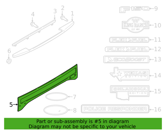 Genuine OEM Ford F150 Rear Top Tailgate Moulding Trim 2015-2020 FL3Z9941018AC