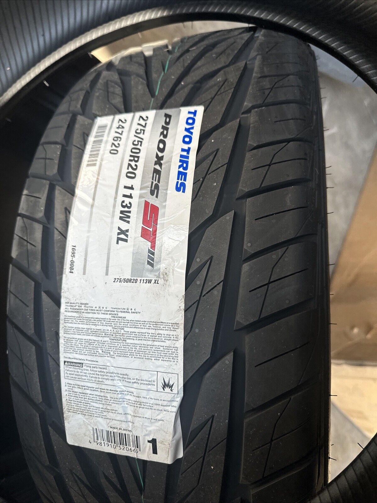 1 New Toyo Proxes STIII Tire - 275/50R20 113W XL -- Fast Shipping!