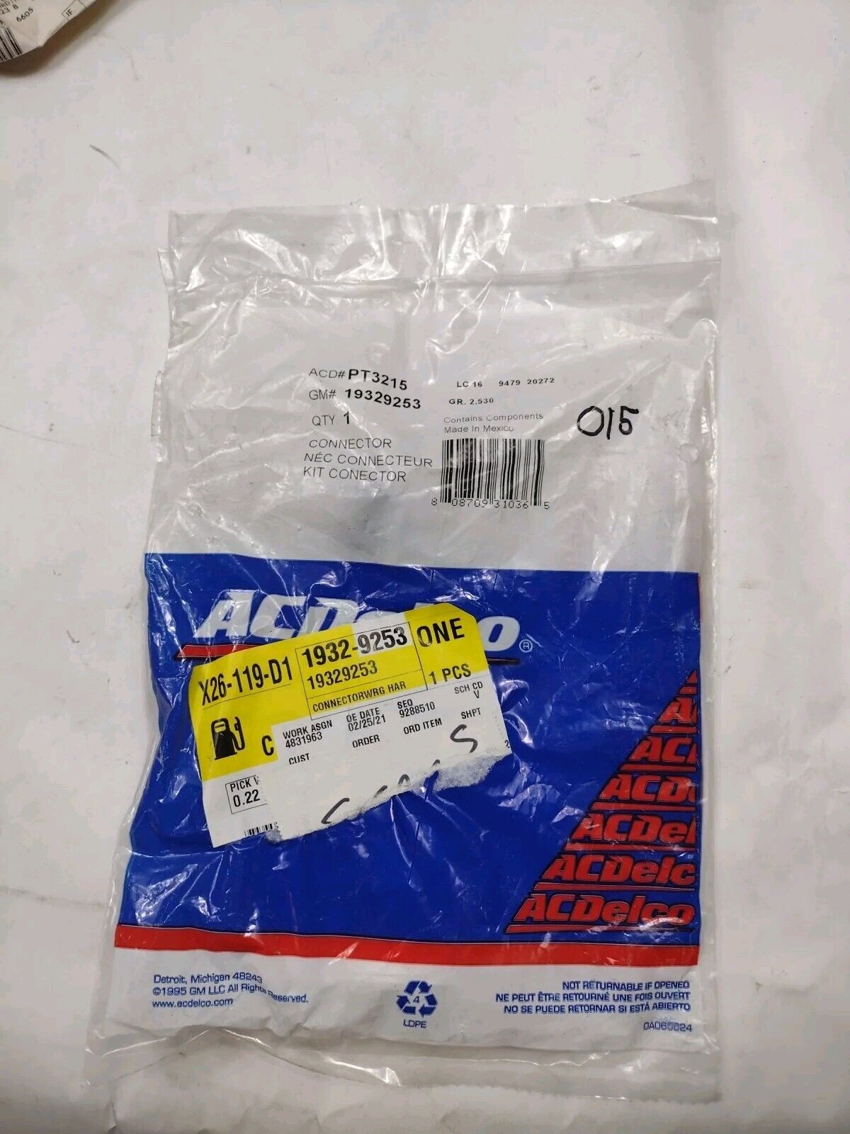 Connector  ACDelco GM OE/GM Genuine Parts  PT3215