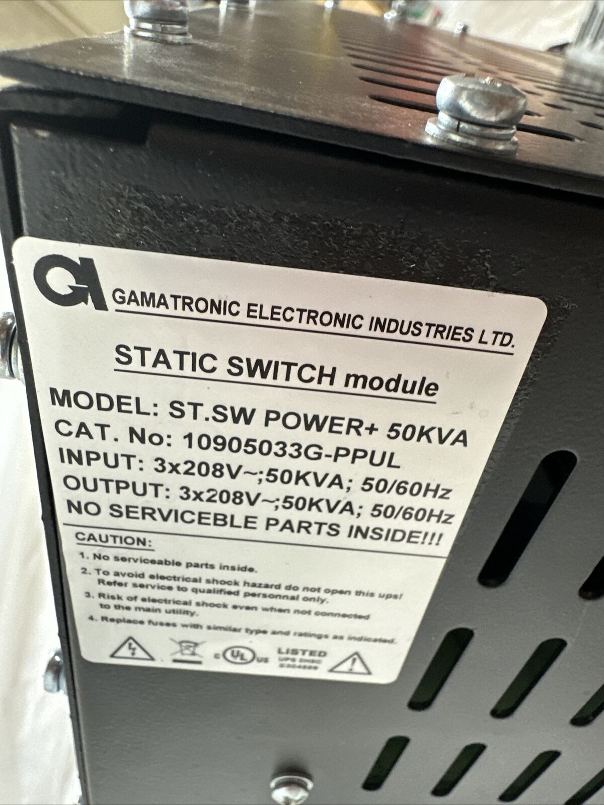 Gamatronic Static Switch Module ST.SW Power+ 50KVA 10905033G-PPUL