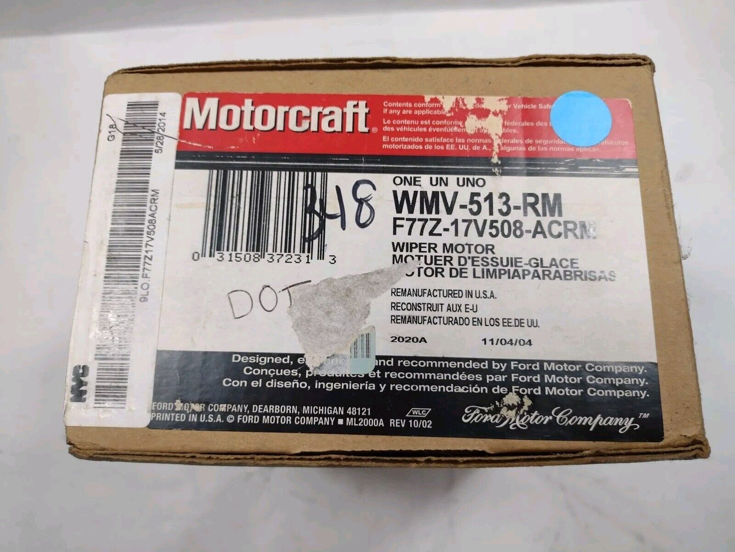 Genuine OEM Ford Explorer Rear Window Motor Motorcraft WMV513RM F77Z17V508ACRM