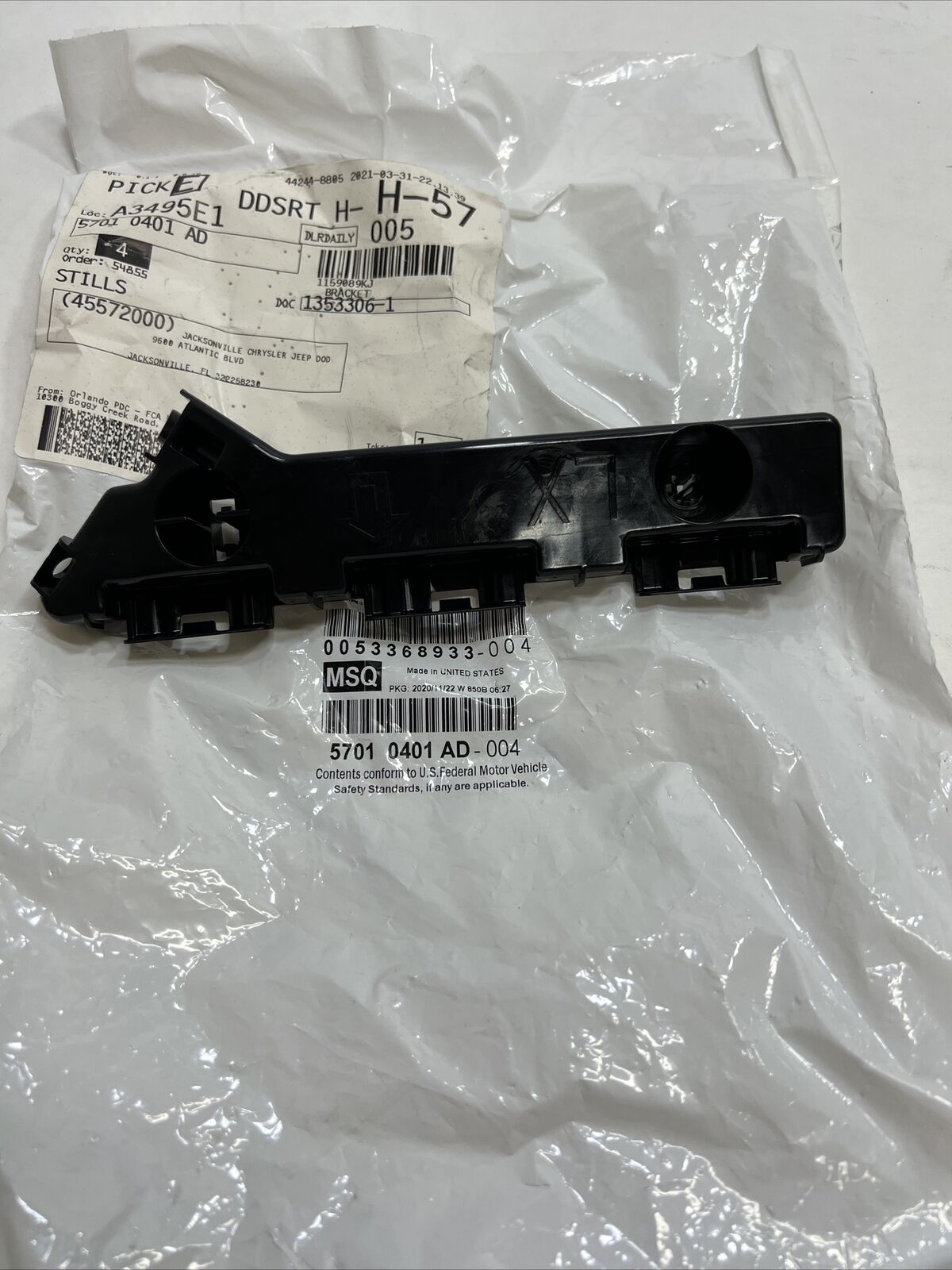 Genuine Mopar Fascia Support Bracket Left 57010401AD