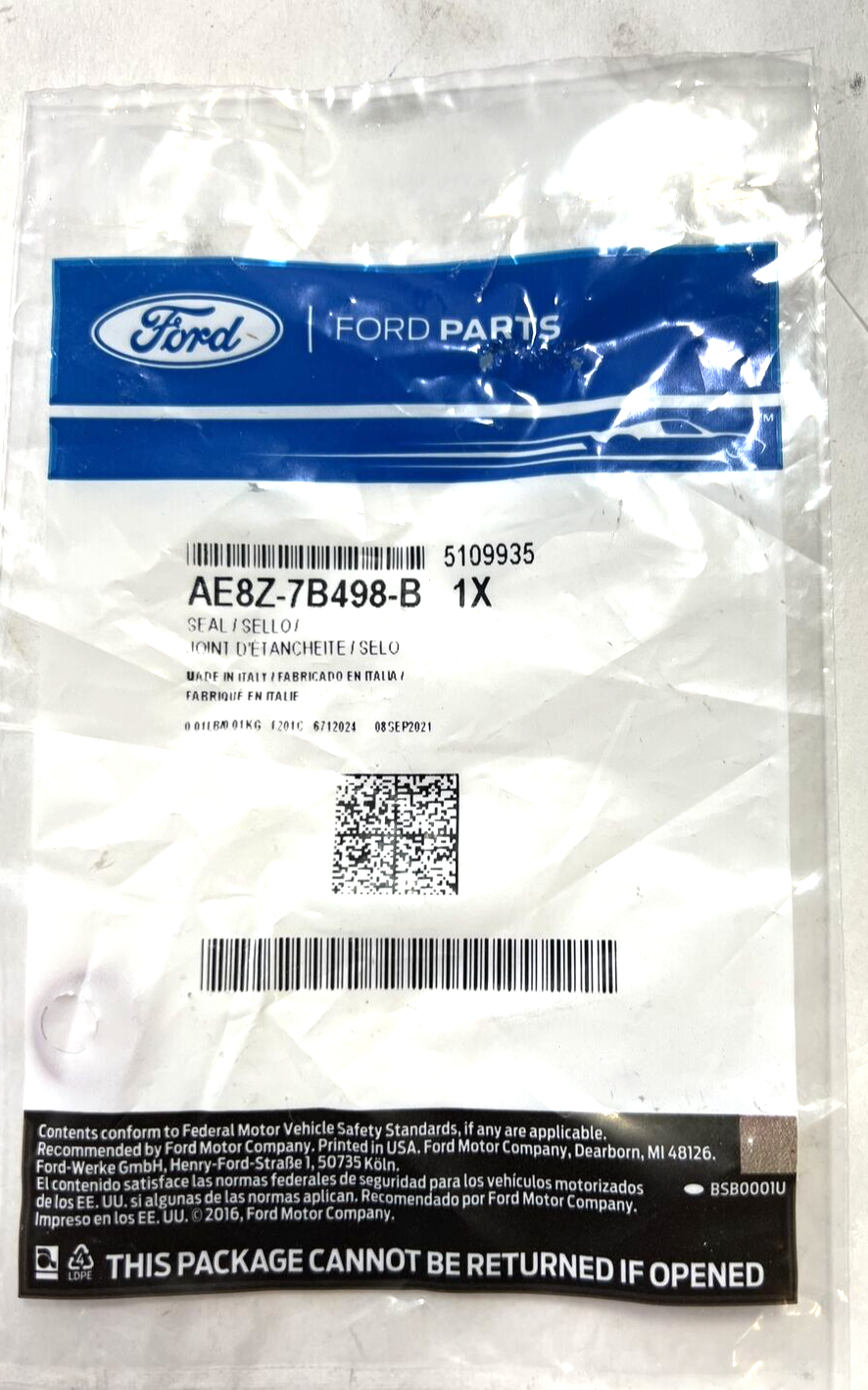 1 Single* Genuine OEM Ford Seal AE8Z7B498B