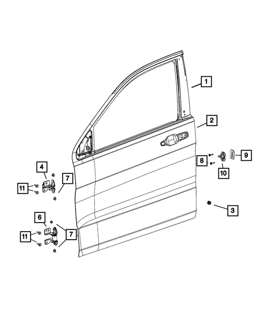 Genuine Mopar Front Door Outer Repair Panel Right 55369572AE