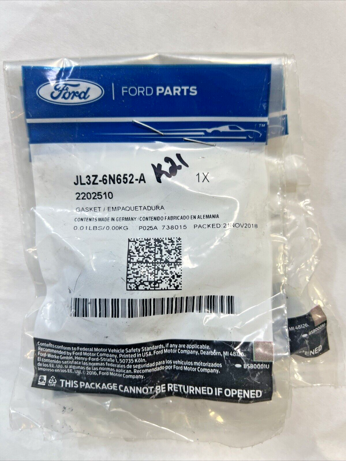 Genuine OEM Ford Emission System Emission Components-Hose Gasket JL3Z6N652A