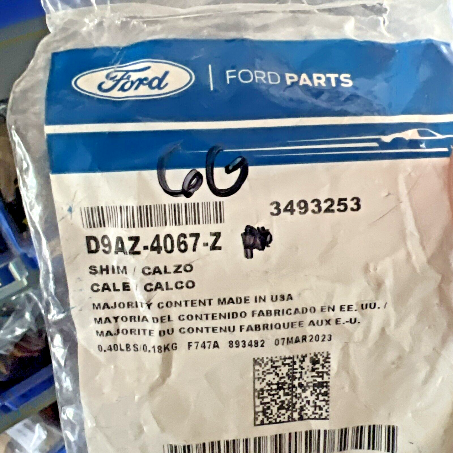 Genuine OEM Ford Differential Driving Gear Bearing Shim  D9AZ4067Z