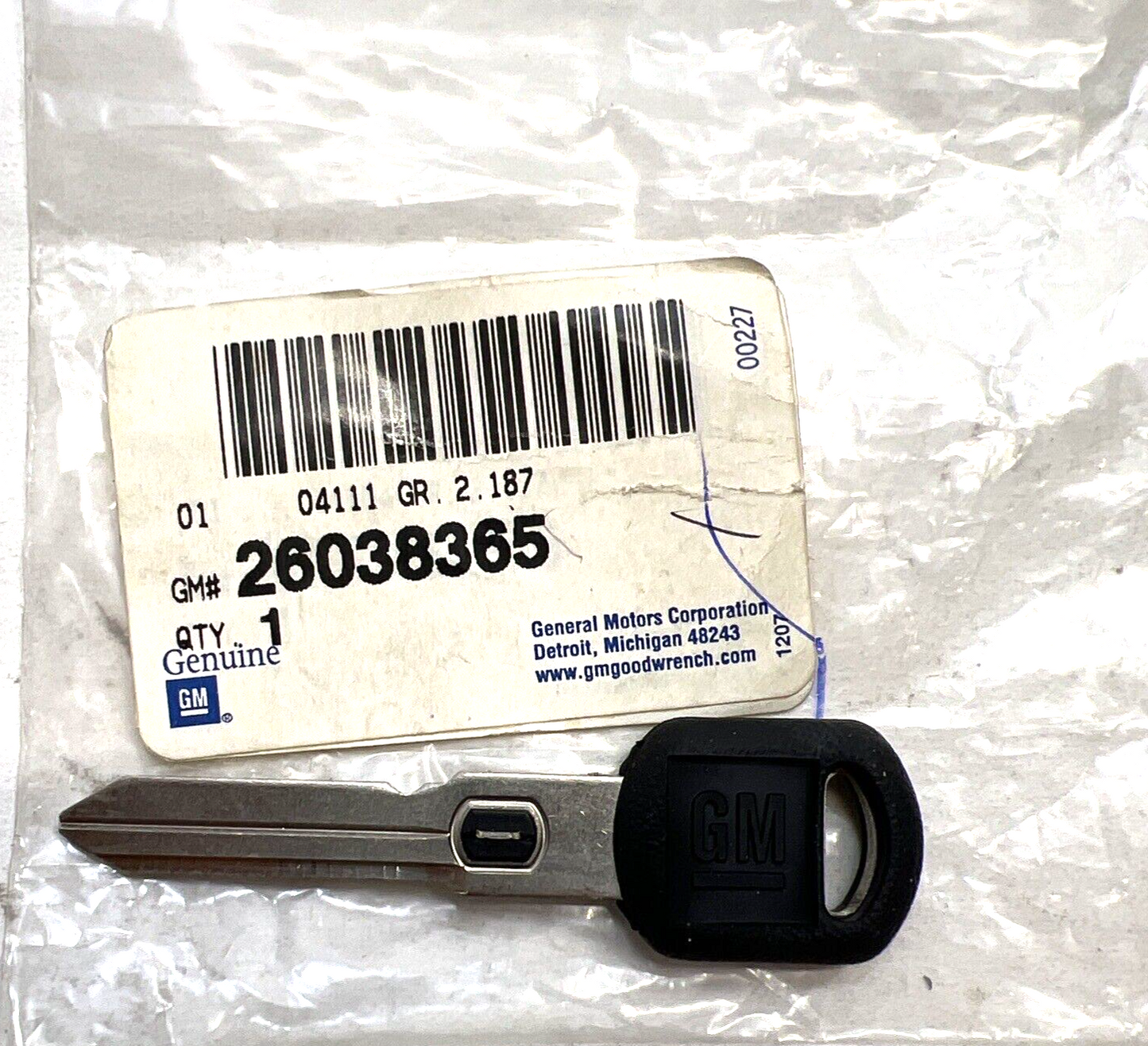 Genuine OEM GM Ignition Key 26038365