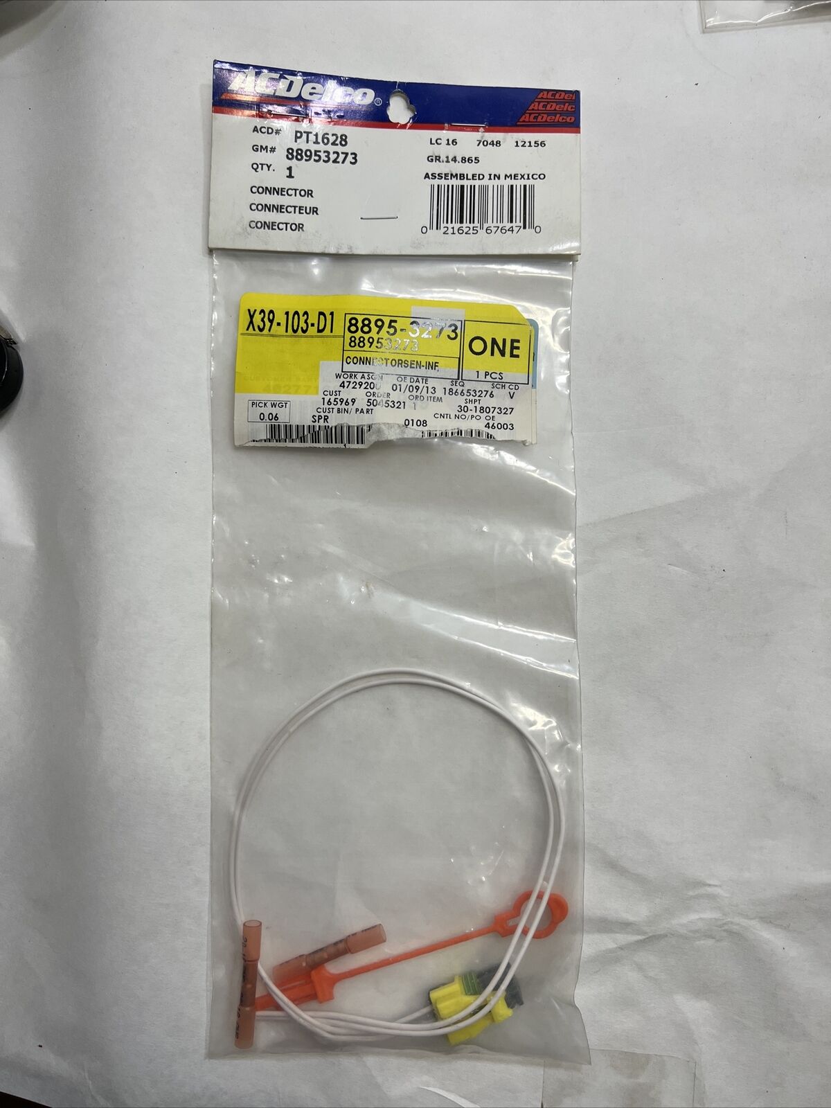 Genuine ACDelco PT1628 2 Way Female Yellow Multi Purpose Pigtail