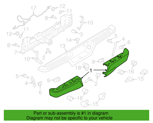 Genuine OEM Ford F150 Chrome Rear Bumper Kit LH and RH 2015-2020 NEW FL3Z17906A