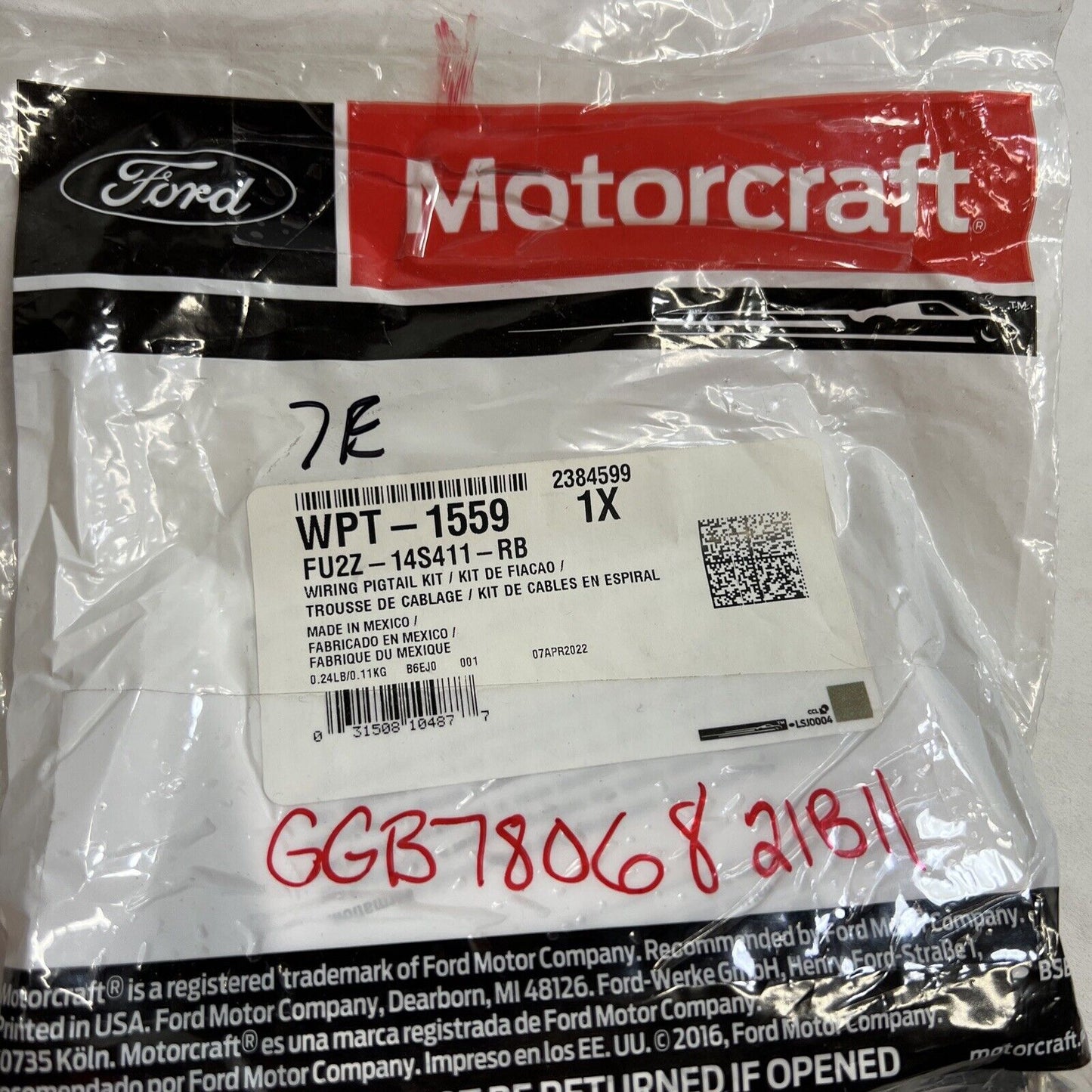 Genuine OEM Ford Sunroof Control Module Connector Wire Assm Motorcraft WPT1559