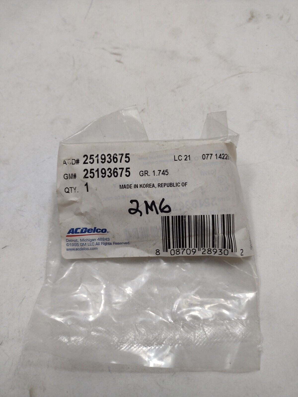 PCV Valve  ACDelco GM OE/GM Genuine Parts  25193675