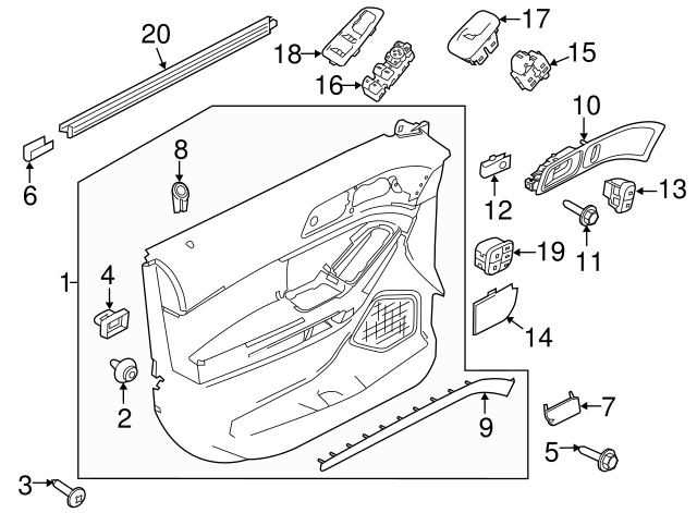 Genuine OEM Ford Interceptor Utility Door Trim Panel 16-19 FB5Z7823943GA