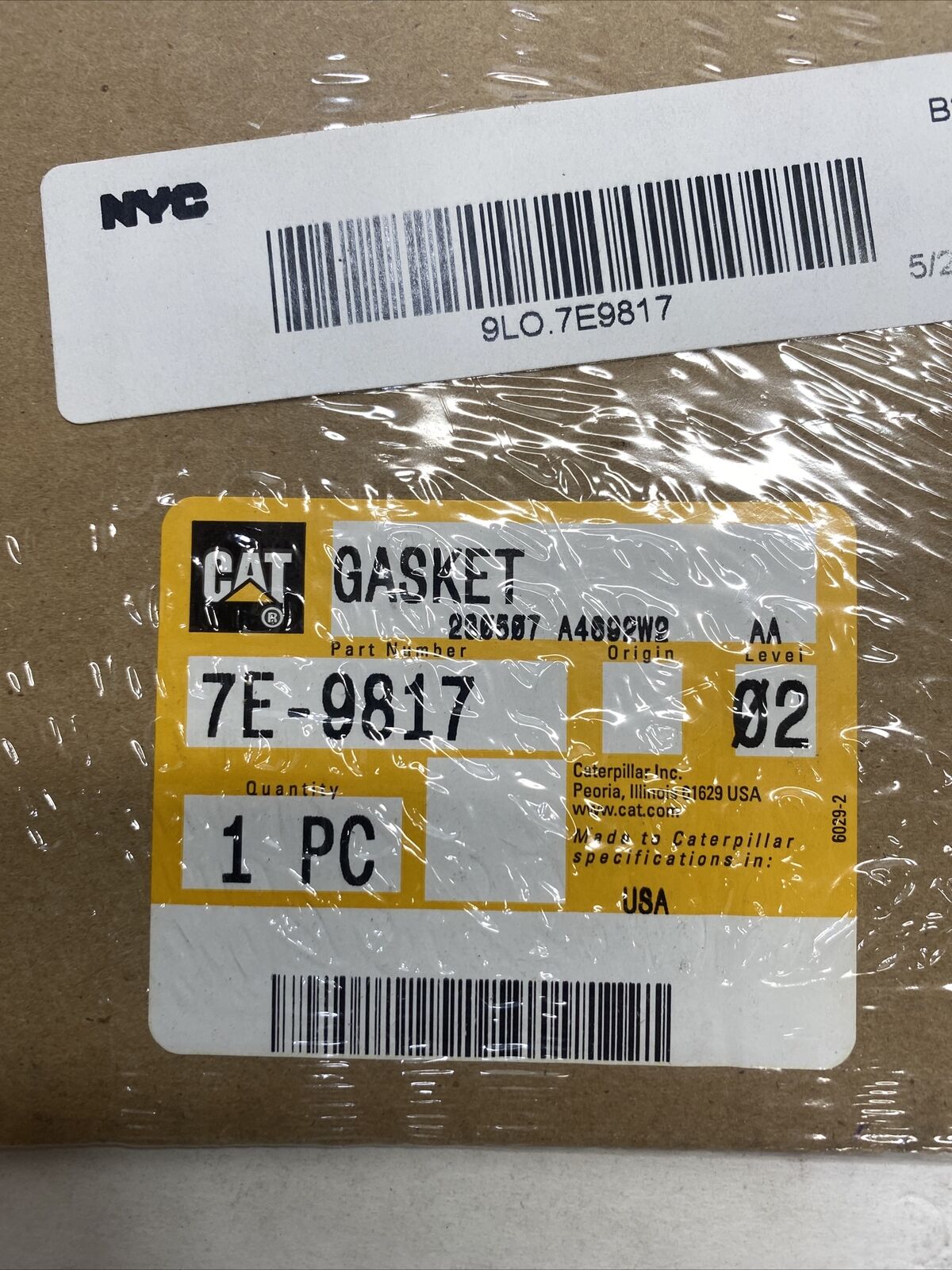 New Genuine CAT Caterpillar OEM Gasket 7E-9817