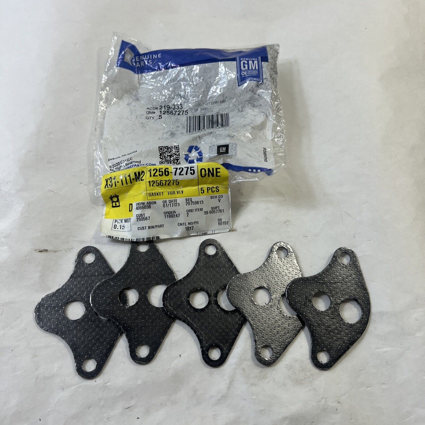 (Lot of 5) Exhaust Gas Recirculation (EGR) Valve Gasket ACDELCO 219-333