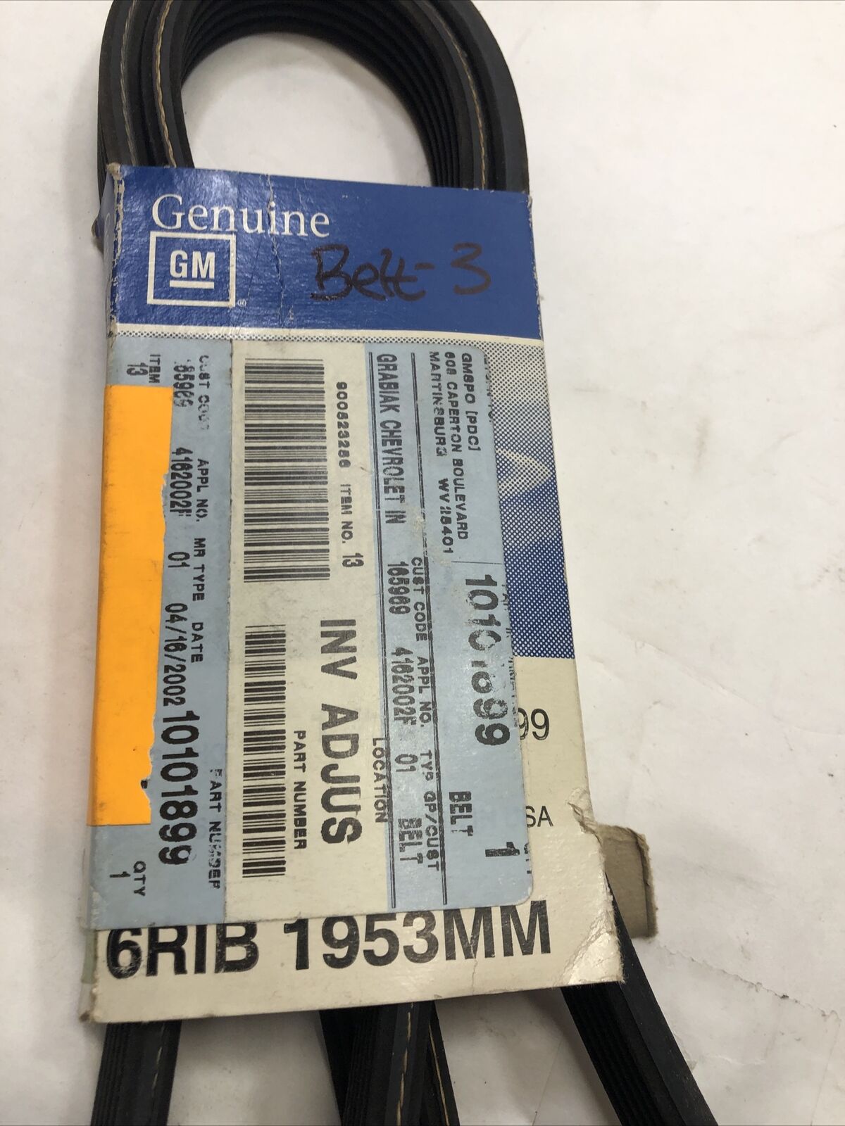 Genuine GM Serpentine Belt 87-00 10101899