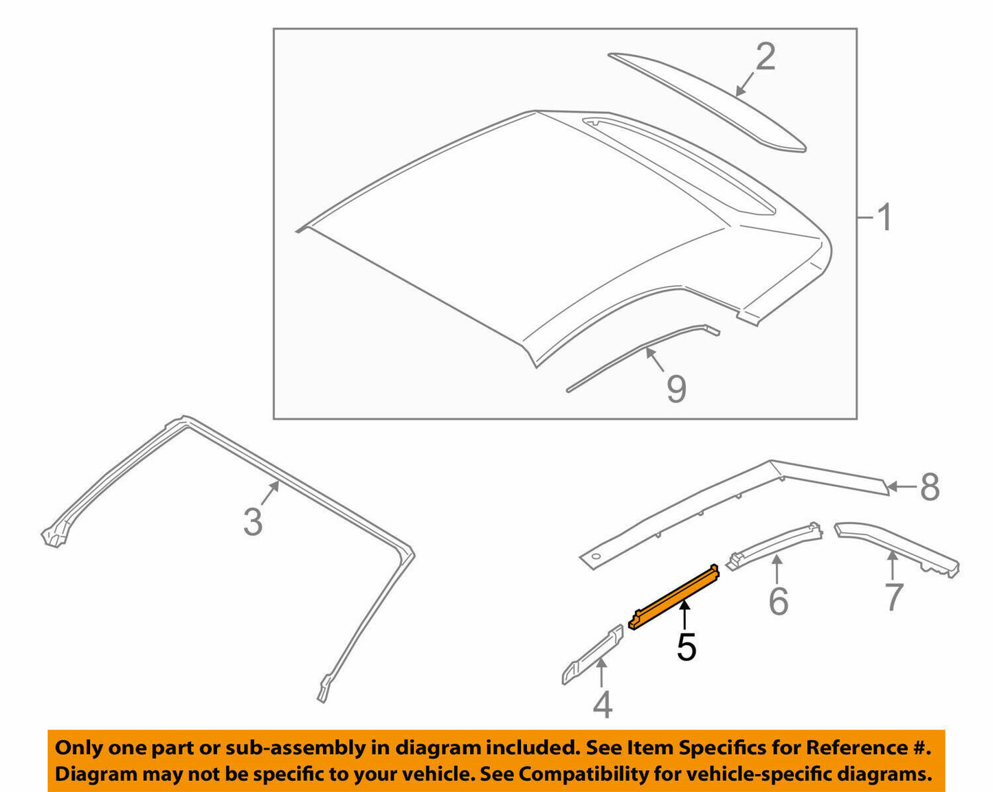 2016-18 Ford Mustang Convertible Upper Weatherstrip Passenger Side GR3Z7651568A