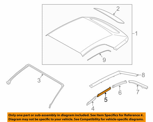 2016-18 Ford Mustang Convertible Upper Weatherstrip Passenger Side GR3Z7651568A