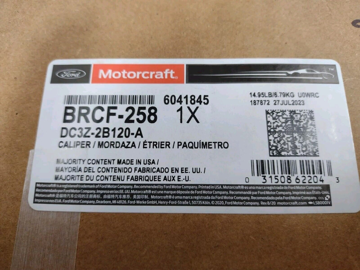 Genuine OEM Ford F250 Brake Caliper Right DC3Z2B120A 2013-16 Motorcraft BRCF258