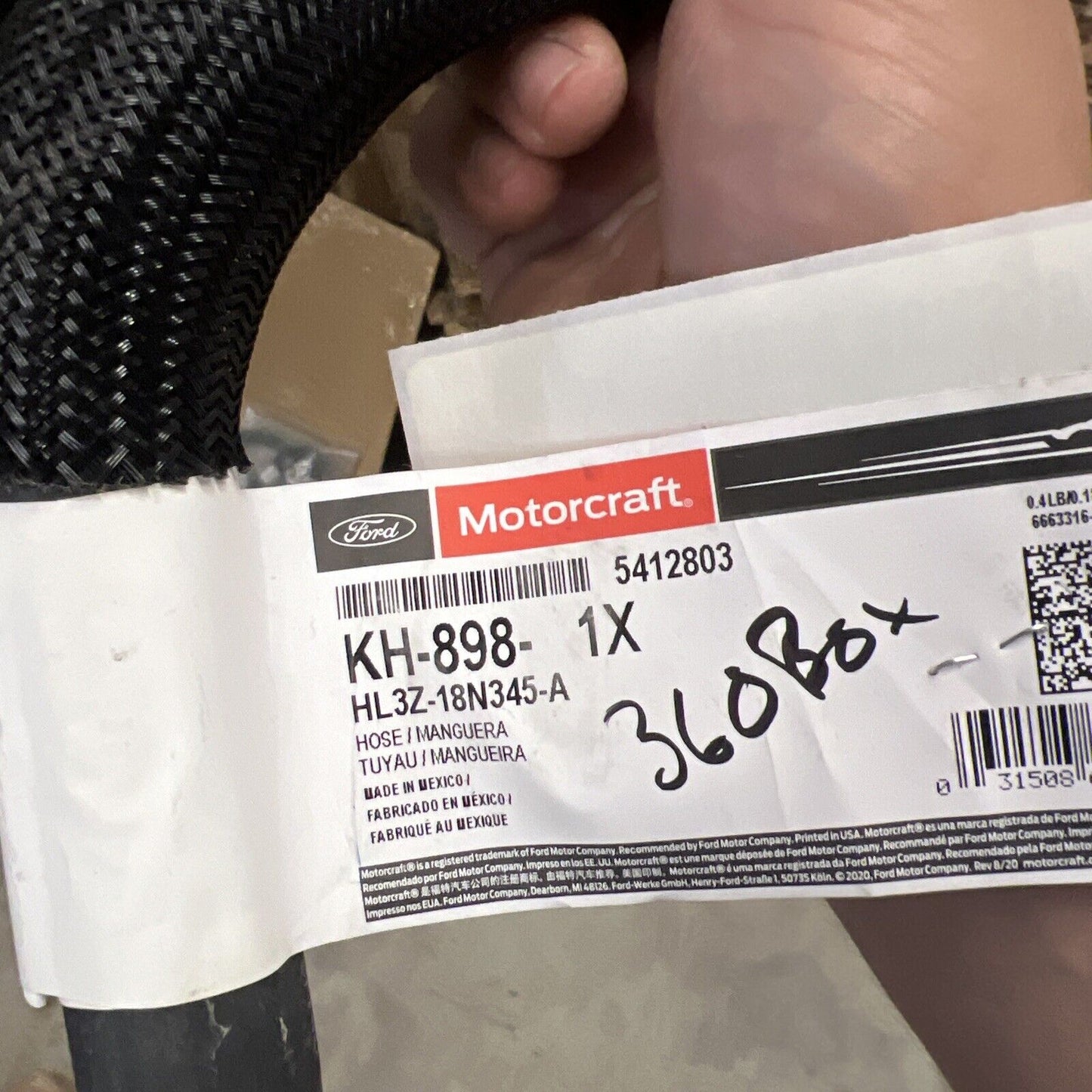 Genuine OEM Ford Heater Hose Motorcraft KH898