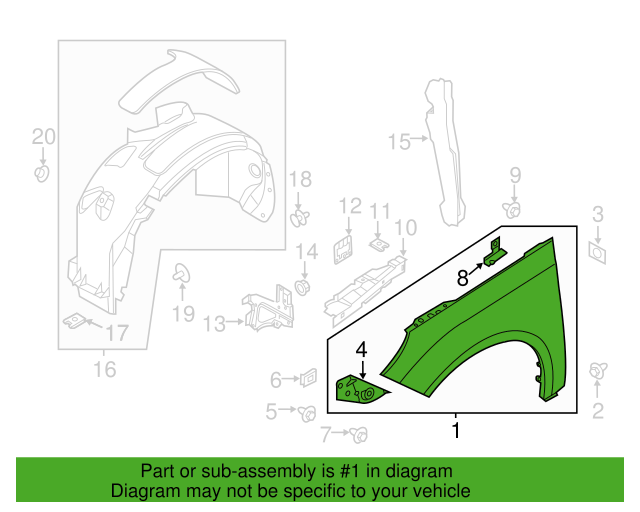 Genuine OEM Ford Focus Right Passenger Side Fender 2012-2018 BM5Z16005B