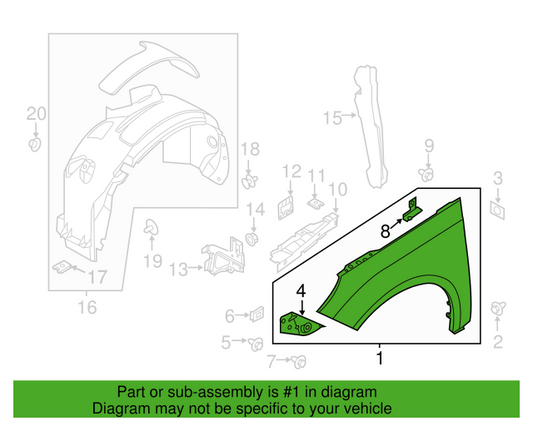 Genuine OEM Ford Focus Right Passenger Side Fender 2012-2018 BM5Z16005B