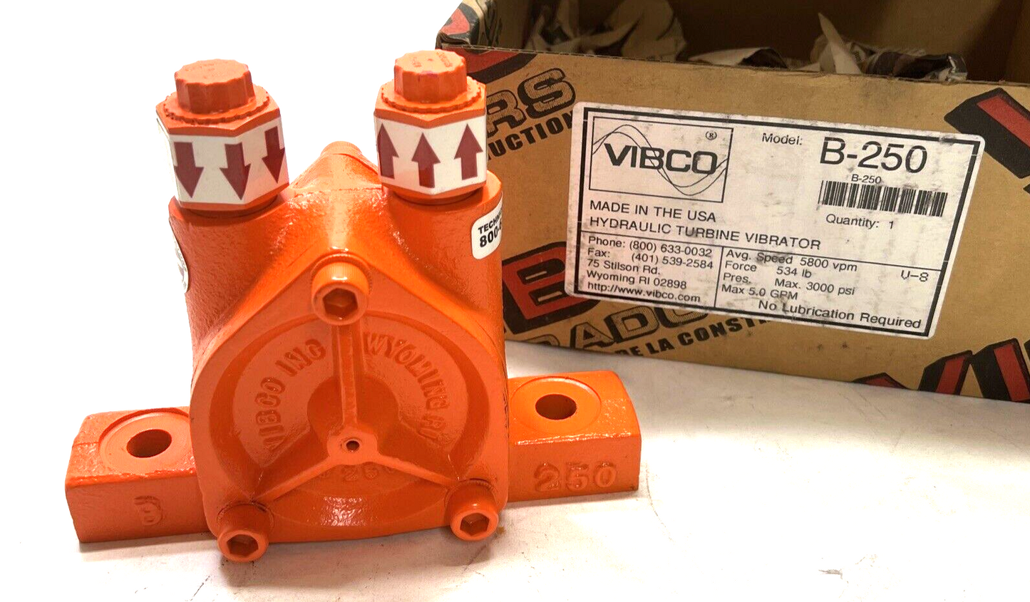 New Genuine Vibco Vibrator, Hydraulic 534 lb Force @ 1000 PSI