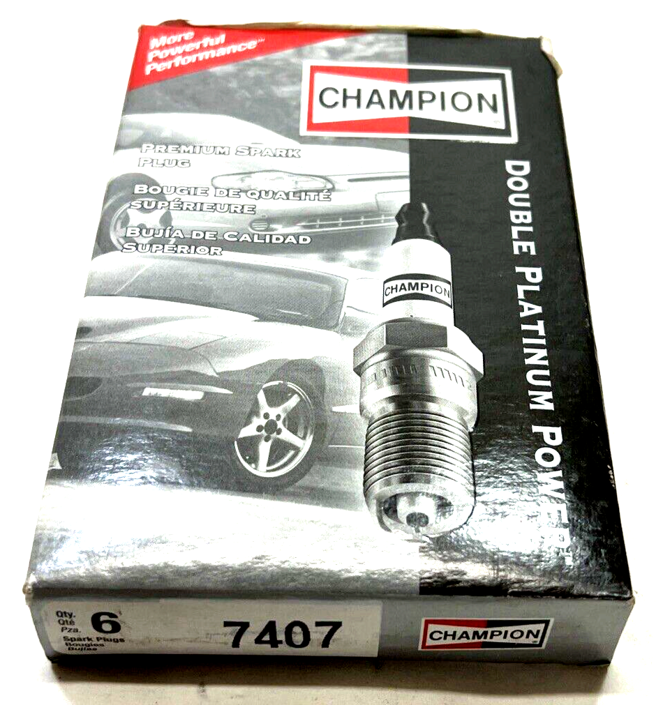 *NEW* Set of  6 Champion Spark Plugs Double Platinum Power 7407