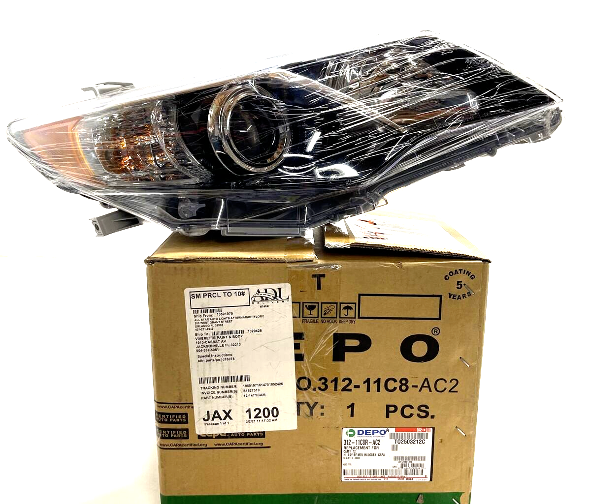 New depo For Toyota Camry 12-14 Left Driver Side Projector Headlight 31211C8RAC2