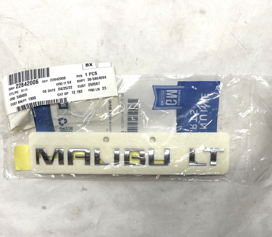 New OEM Genuine GM Malibu Limited 2010-2016 Deck Lid Malibu Name Plate 22842006
