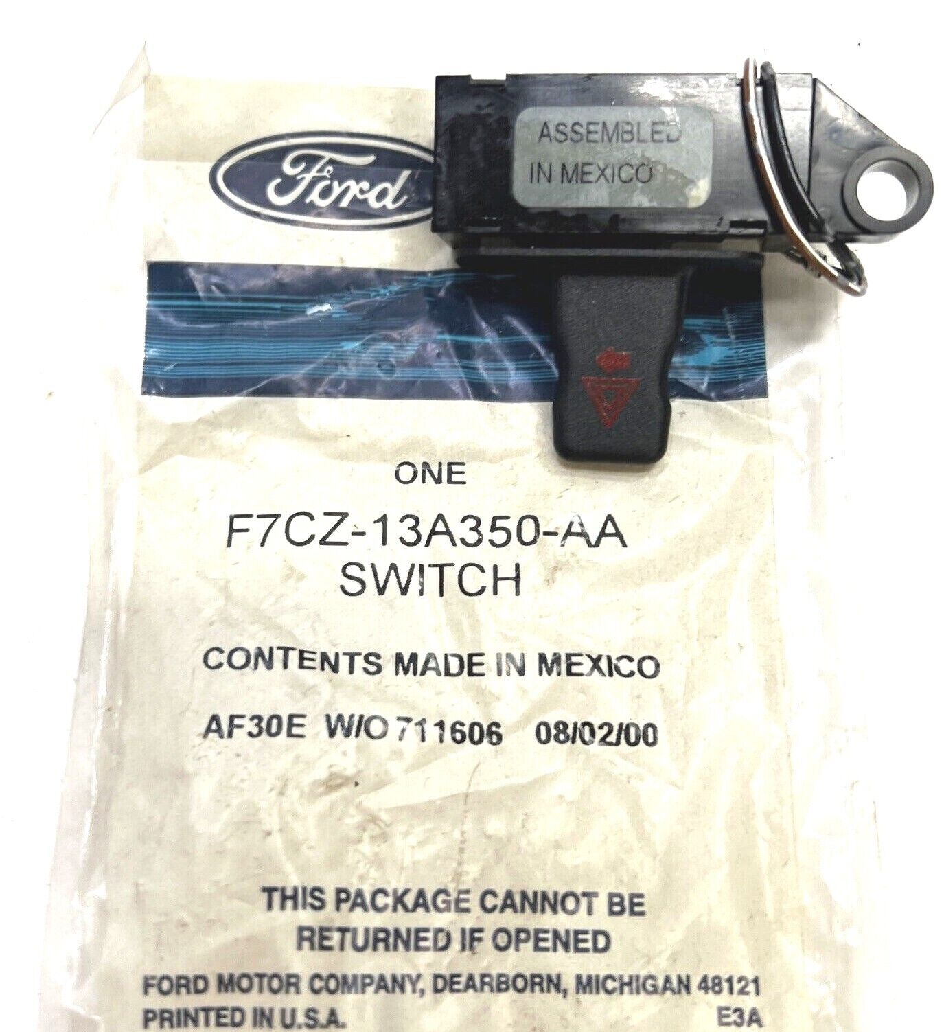 New OEM Ford Escort Hazard Switch 1997-2003 F7CZ-13A350-AA