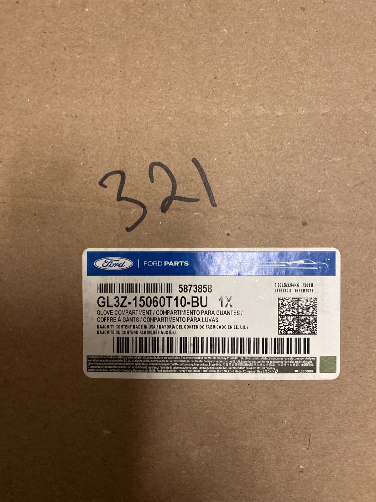 New OEM Ford F150 Glove Box Glove Compartment 2019-2020 "cocoa" GL3Z-15060T10-BU