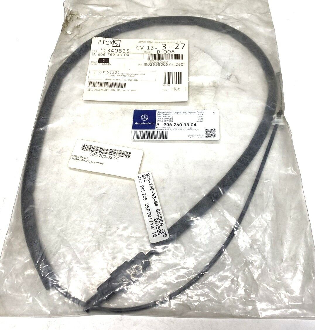New OEM Mercedes-Benz Cable 906-760-33-04