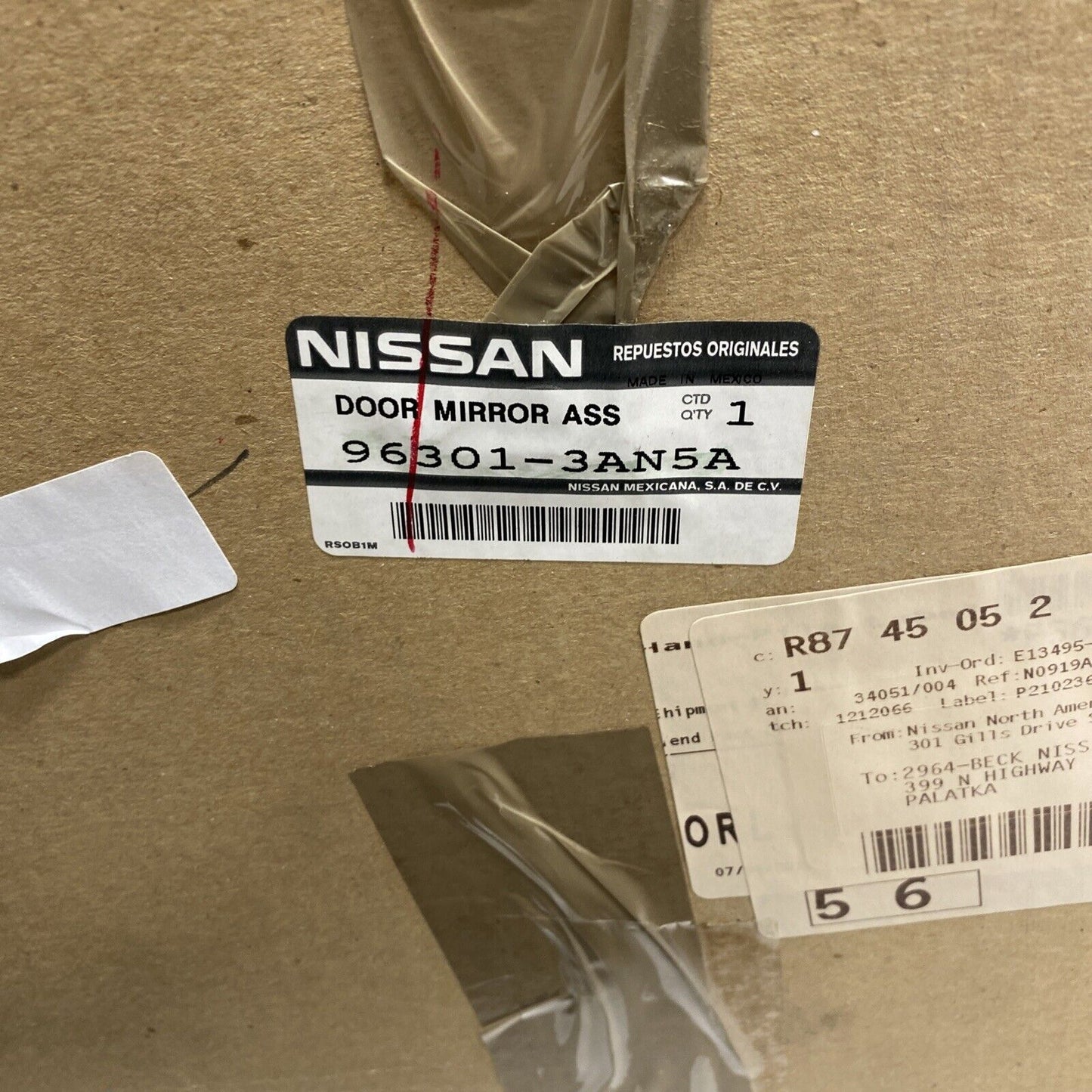 New OEM Nissan Versa Mirror GENUINE Passenger Side 2012-18 96301-3AN5A